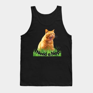 Sleepy Tired Orange Tabby Cat Yawning Tank Top